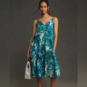 Anthropologie Corey Lynn Calter V-Neck Ruffle Midi Dress NWT